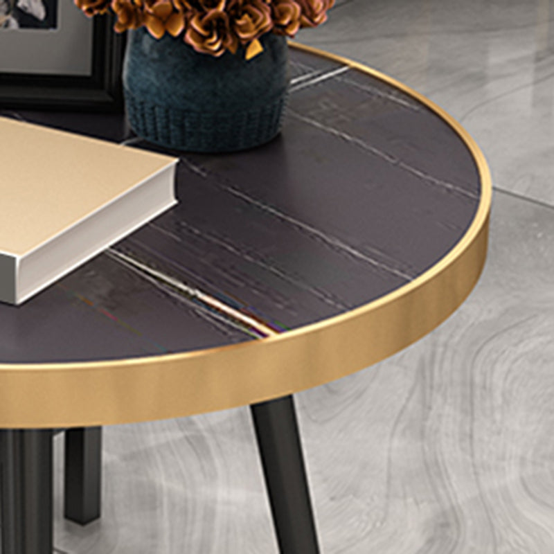 Modernistic Metal 3 Legs End Table Round Slate Top Side End Table Clearhalo 'Coffee & Accent Tables' 'End & Side Tables' 'end_side_tables' 'furn' 'furn_end_side_tables' 'Furniture' 'Living Room Furniture' 6110827