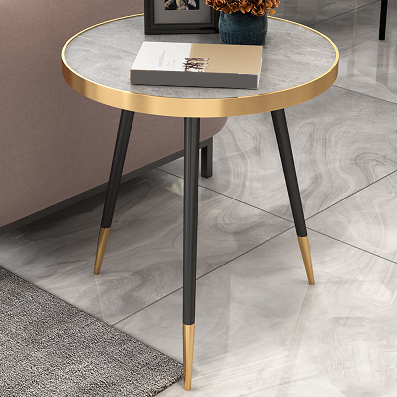 Modernistic Metal 3 Legs End Table Round Slate Top Side End Table Gray 1 Clearhalo 'Coffee & Accent Tables' 'End & Side Tables' 'end_side_tables' 'furn' 'furn_end_side_tables' 'Furniture' 'Living Room Furniture' 6110832