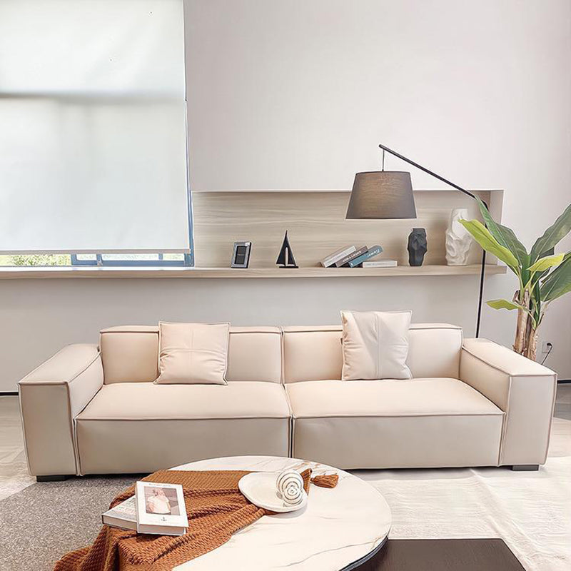 Divano a braccio quadrato a 4 posti moderno 110.23 "divano in leatine di beige largo