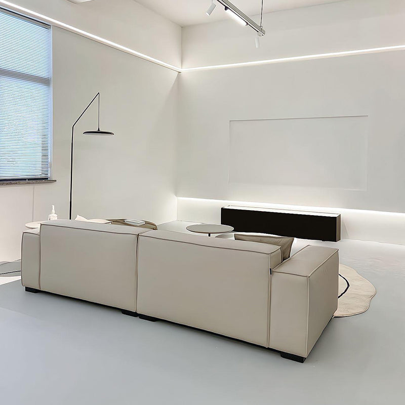 Divano a braccio quadrato a 4 posti moderno 110.23 "divano in leatine di beige largo