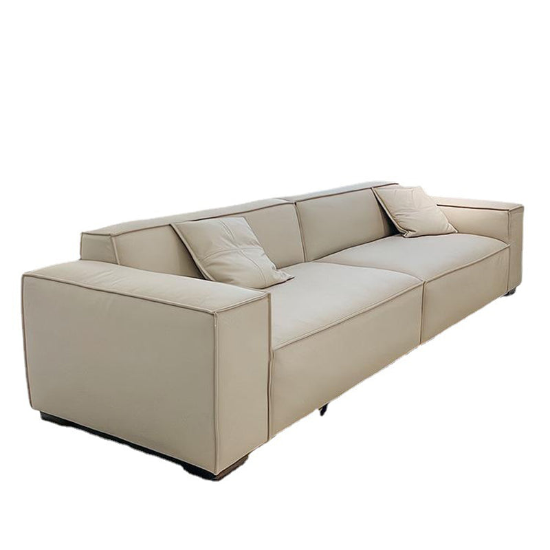 Divano a braccio quadrato a 4 posti moderno 110.23 "divano in leatine di beige largo