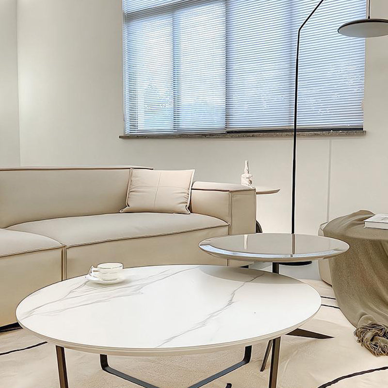 Divano a braccio quadrato a 4 posti moderno 110.23 "divano in leatine di beige largo