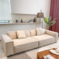 Divano a braccio quadrato a 4 posti moderno 110.23 "divano in leatine di beige largo