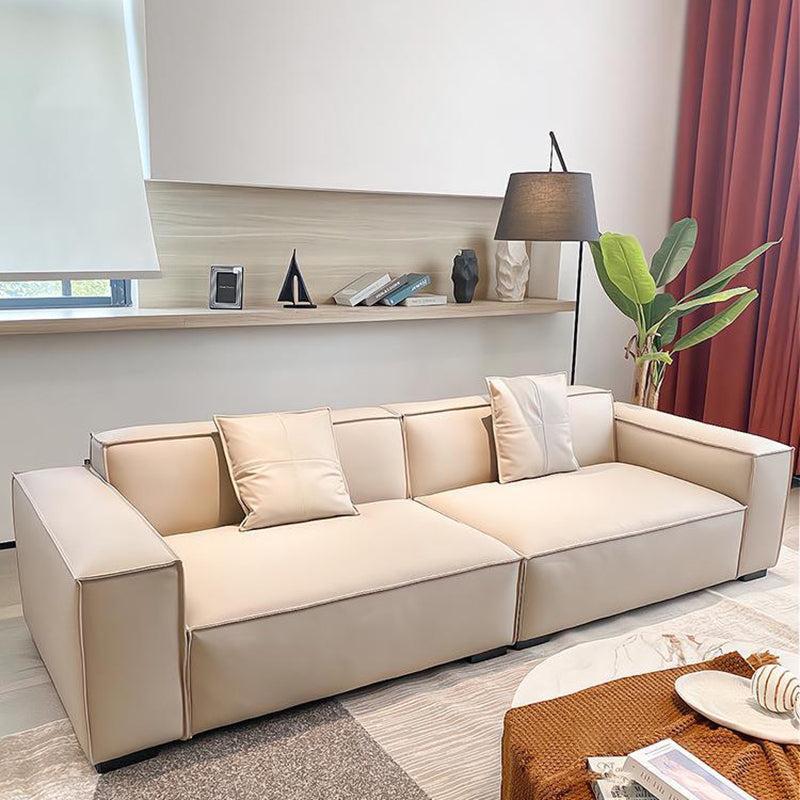 Divano a braccio quadrato a 4 posti moderno 110.23 "divano in leatine di beige largo