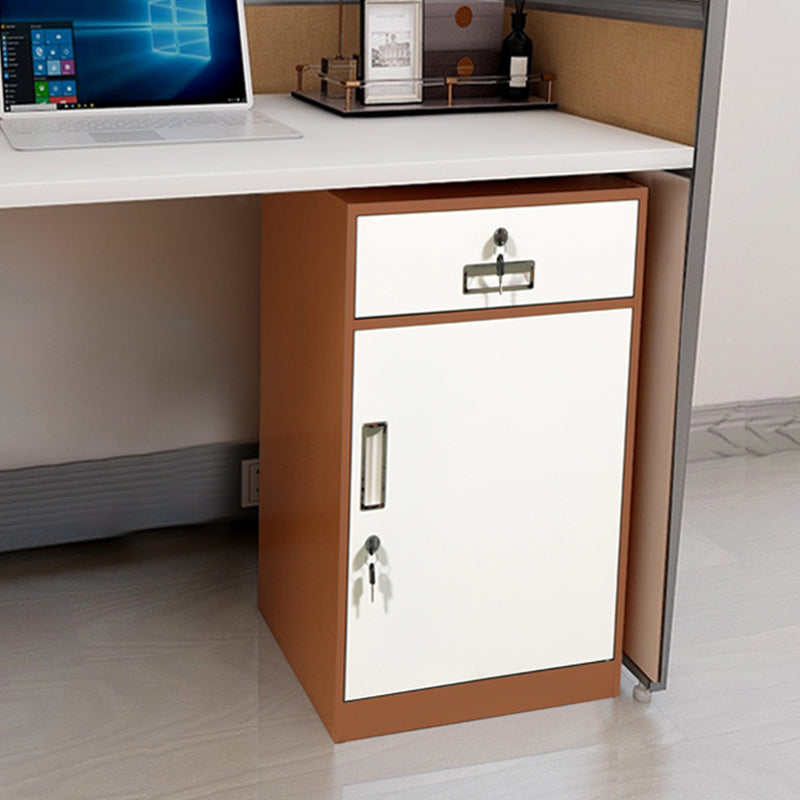 Vertical Filing Cabinet Metal Fire-Resistant File Cabinet with Storage Coffee-White 1 Clearhalo 'Filing Cabinets' 'filling_cabinets' 'furn' 'furn_filling_cabinets' 'Furniture' 'Office Furniture' 6110919