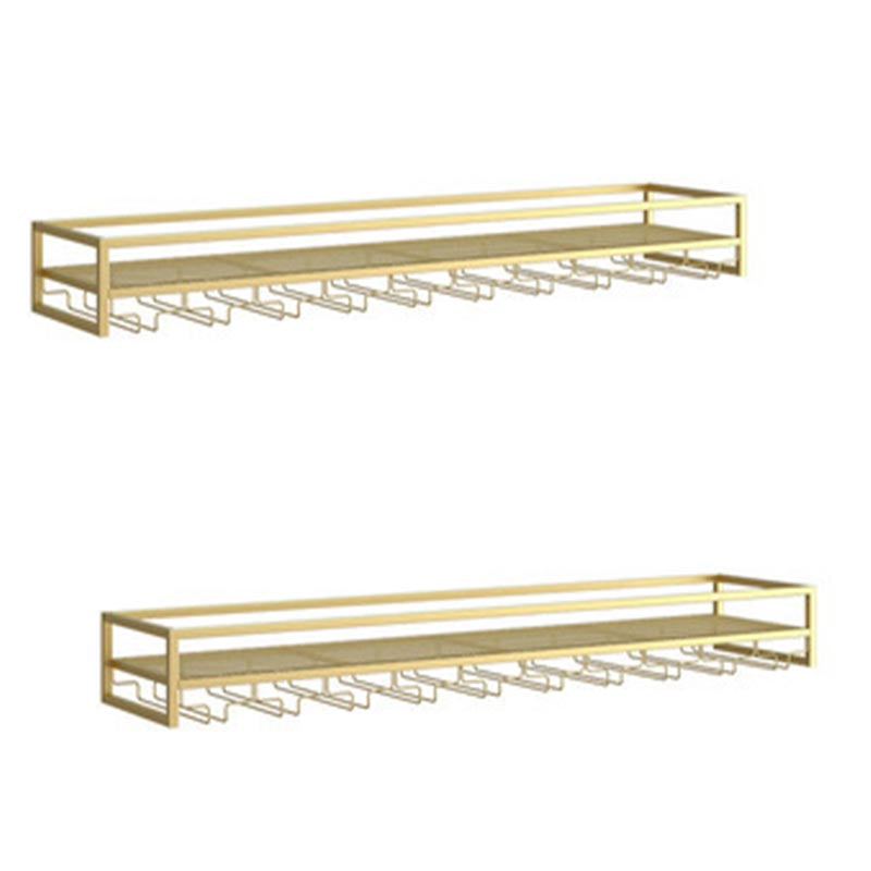 Botella de vino montado en la pared de metal y rejilla de vidrio portaeño moderno