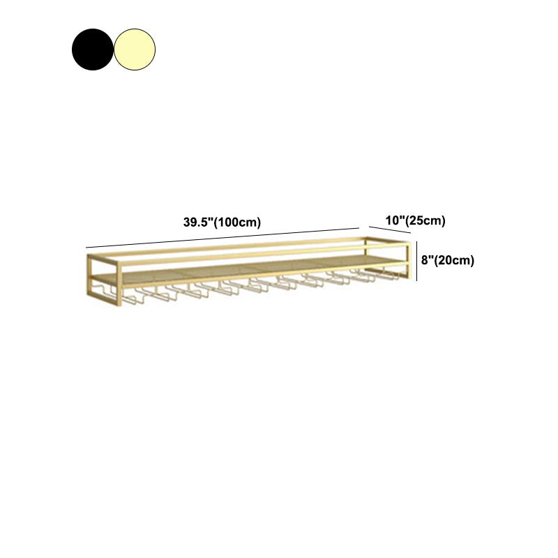 Botella de vino montado en la pared de metal y rejilla de vidrio portaeño moderno
