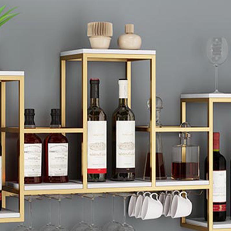 Metalen wand gemonteerd wijnrek 7,8 "W wijnrek met stengelladerhouder