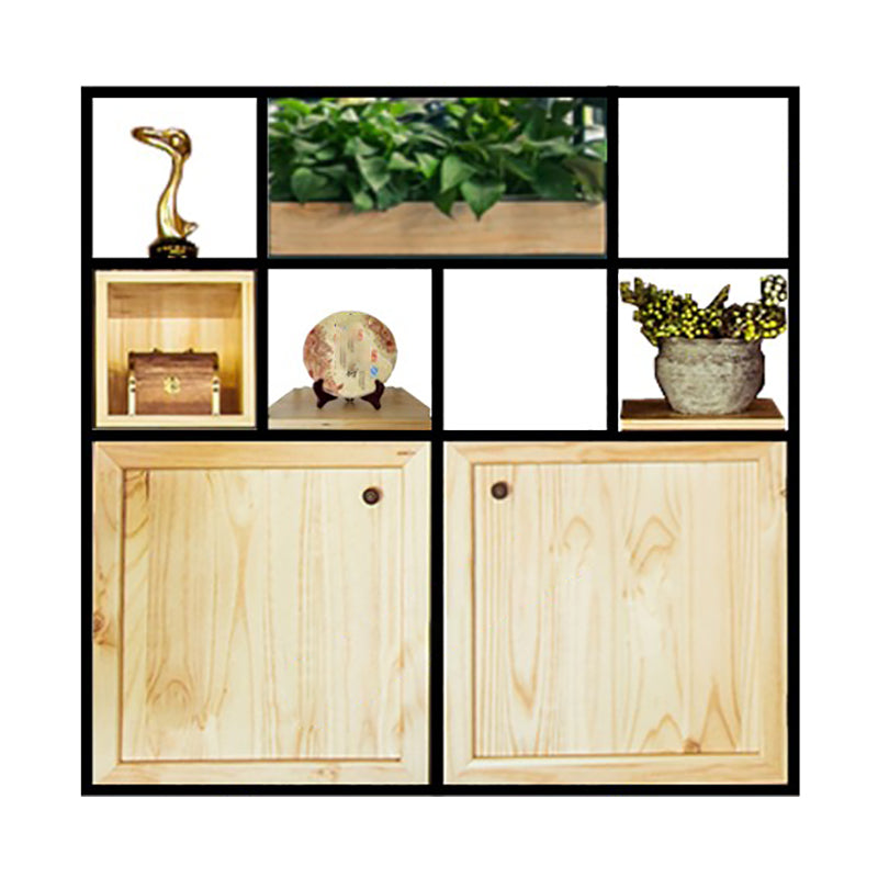 Mid-Century Modern Wine Bottle Rack Rubberwood Freestanding Wine Bottle Holder 47.2"L x 9.8"W x 47.2"H Clearhalo 'furn' 'furn_wine_racks' 'Furniture' 'Kitchen & Dining Furniture' 'Wine Racks' 'wine_racks' 6111186