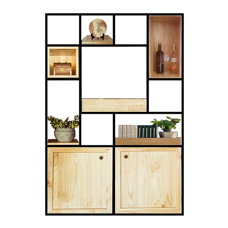 Mid-Century Modern Wine Bottle Rack Rubberwood Freestanding Wine Bottle Holder 47"L x 10"W x 71"H Clearhalo 'furn' 'furn_wine_racks' 'Furniture' 'Kitchen & Dining Furniture' 'Wine Racks' 'wine_racks' 6111190