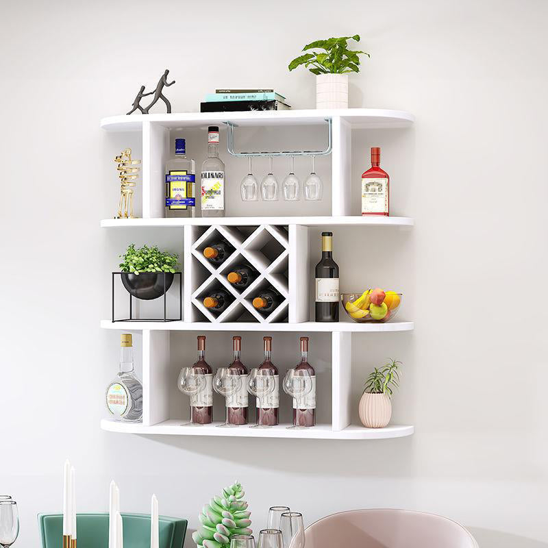 Wood Wall Mounted Modern Wine Rack Wine Stemware Holder for Home 39.4"L x 9.1"W x 40.6"H White Clearhalo 'furn' 'furn_wine_racks' 'Furniture' 'Kitchen & Dining Furniture' 'Wine Racks' 'wine_racks' 6111210
