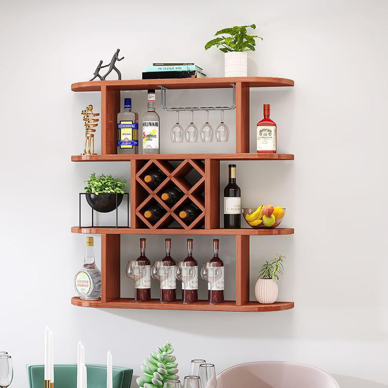 Wood Wall Mounted Modern Wine Rack Wine Stemware Holder for Home 39.4"L x 9.1"W x 40.6"H Red Clearhalo 'furn' 'furn_wine_racks' 'Furniture' 'Kitchen & Dining Furniture' 'Wine Racks' 'wine_racks' 6111211