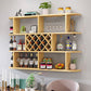 Wood Wall Mounted Modern Wine Rack Wine Stemware Holder for Home 63"L x 9.1"W x 40.6"H Natural Clearhalo 'furn' 'furn_wine_racks' 'Furniture' 'Kitchen & Dining Furniture' 'Wine Racks' 'wine_racks' 6111223