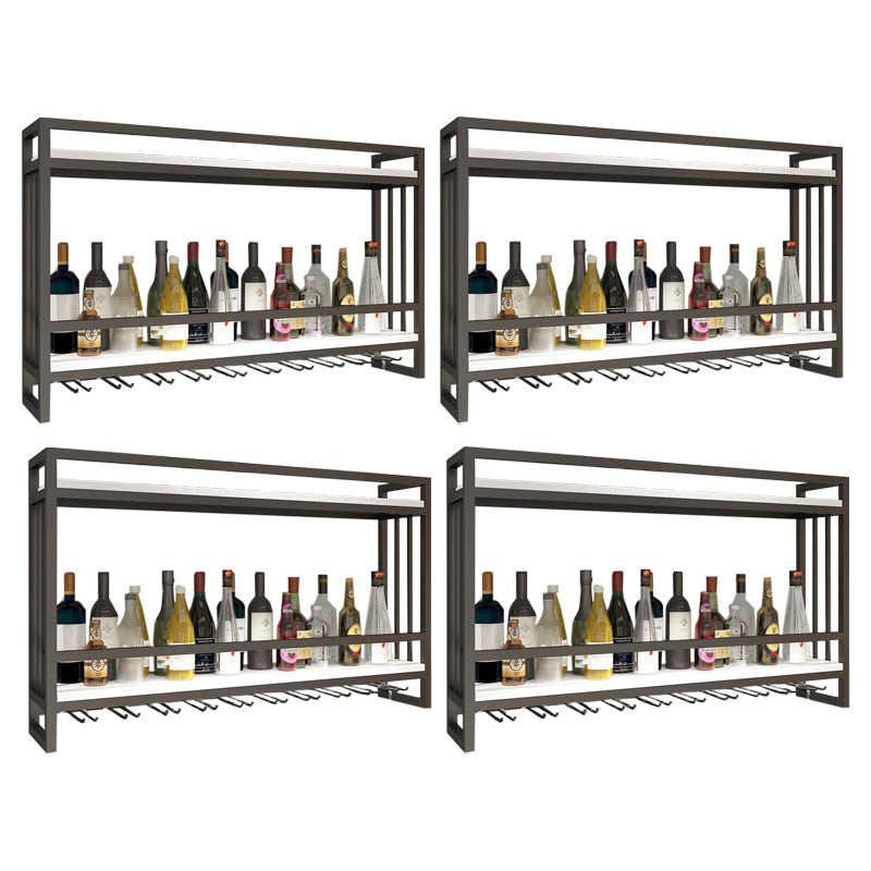 Modern Wall Mounted Wine Racks Metal Wine Jail With Glass Holder & Storage Shelf 39"L x 8"W x 24"H White 4 Piece Set Clearhalo 'furn' 'furn_wine_racks' 'Furniture' 'Kitchen & Dining Furniture' 'Wine Racks' 'wine_racks' 6111234