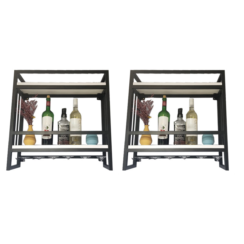 Modern Wall Mounted Wine Racks Metal Wine Jail With Glass Holder & Storage Shelf White 2 Piece Set Clearhalo 'furn' 'furn_wine_racks' 'Furniture' 'Kitchen & Dining Furniture' 'Wine Racks' 'wine_racks' 6111235
