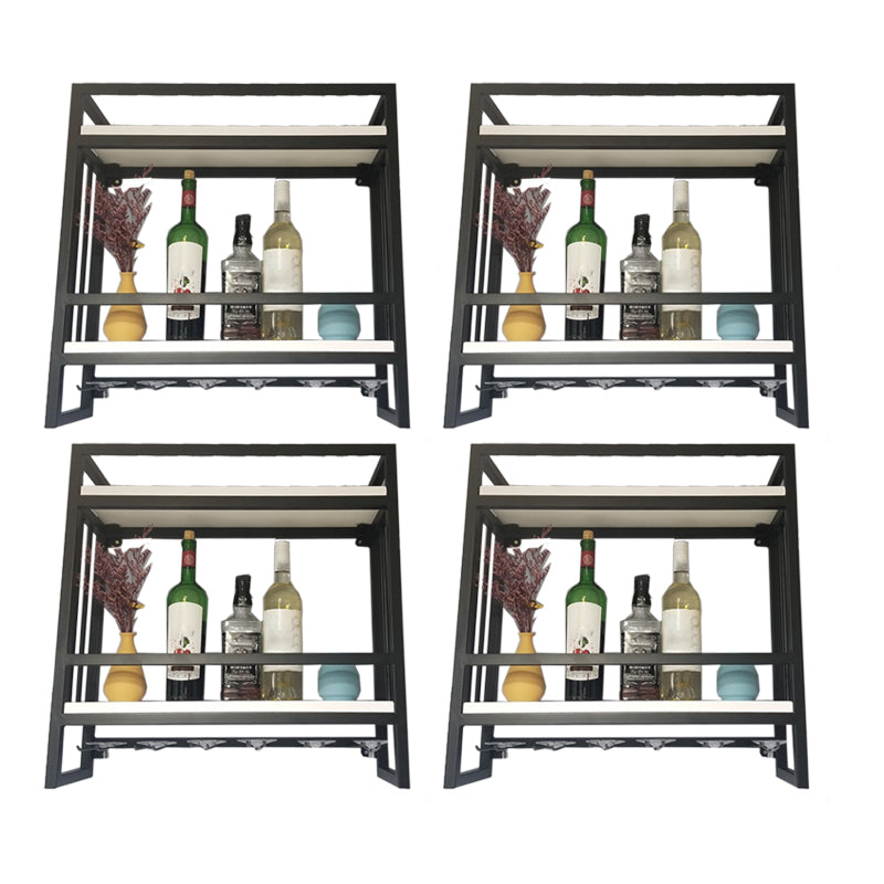 Modern Wall Mounted Wine Racks Metal Wine Jail With Glass Holder & Storage Shelf White 4 Piece Set Clearhalo 'furn' 'furn_wine_racks' 'Furniture' 'Kitchen & Dining Furniture' 'Wine Racks' 'wine_racks' 6111238