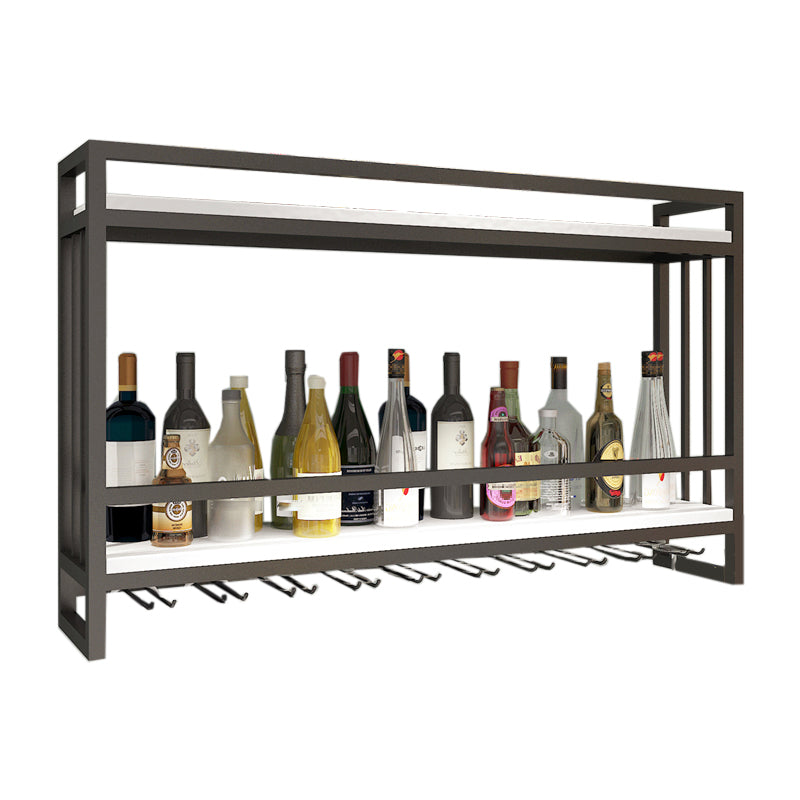 Modern Wall Mounted Wine Racks Metal Wine Jail With Glass Holder & Storage Shelf Clearhalo 'furn' 'furn_wine_racks' 'Furniture' 'Kitchen & Dining Furniture' 'Wine Racks' 'wine_racks' 6111240