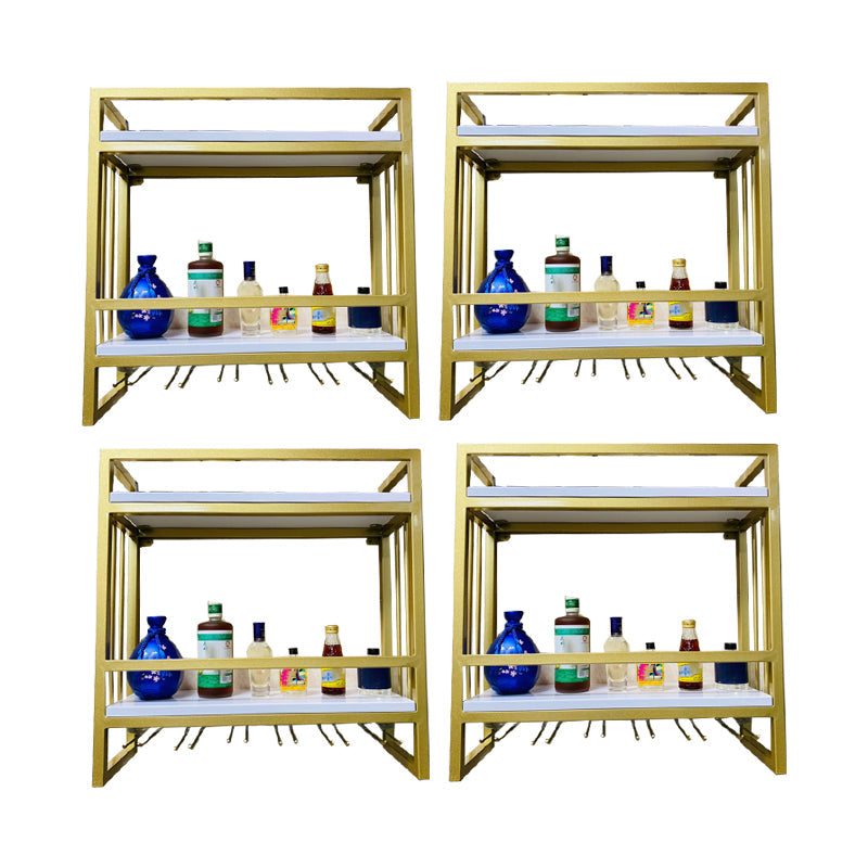 Modern Wall Mounted Wine Racks Metal Wine Jail With Glass Holder & Storage Shelf 23.5"L x 8"W x 24"H Gold 4 Piece Set Clearhalo 'furn' 'furn_wine_racks' 'Furniture' 'Kitchen & Dining Furniture' 'Wine Racks' 'wine_racks' 6111242