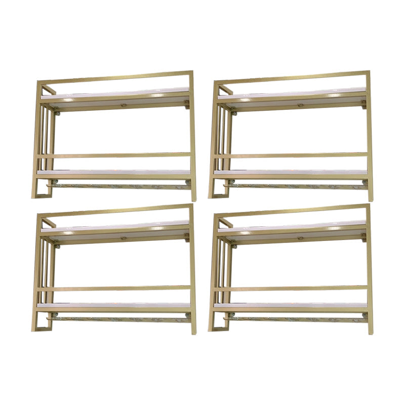 Modern Wall Mounted Wine Racks Metal Wine Jail With Glass Holder & Storage Shelf 31.5"L x 8"W x 24"H Gold 4 Piece Set Clearhalo 'furn' 'furn_wine_racks' 'Furniture' 'Kitchen & Dining Furniture' 'Wine Racks' 'wine_racks' 6111246