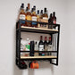 Modern Wall Mounted Wine Racks Metal Wine Jail With Glass Holder & Storage Shelf Clearhalo 'furn' 'furn_wine_racks' 'Furniture' 'Kitchen & Dining Furniture' 'Wine Racks' 'wine_racks' 6111248