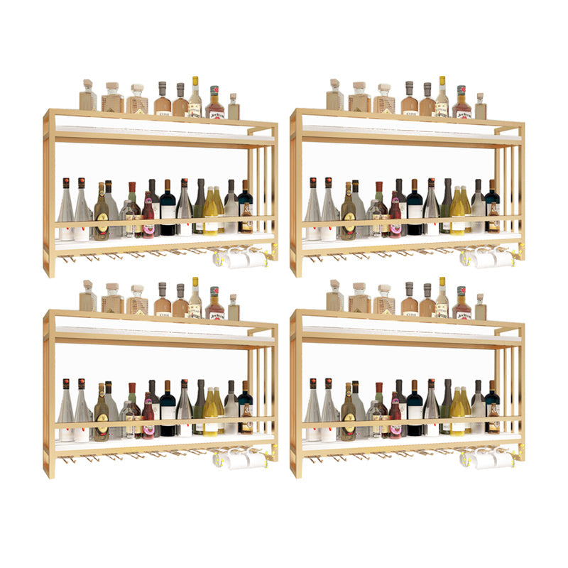 Modern Wall Mounted Wine Racks Metal Wine Jail With Glass Holder & Storage Shelf 39"L x 8"W x 24"H Gold 4 Piece Set Clearhalo 'furn' 'furn_wine_racks' 'Furniture' 'Kitchen & Dining Furniture' 'Wine Racks' 'wine_racks' 6111249