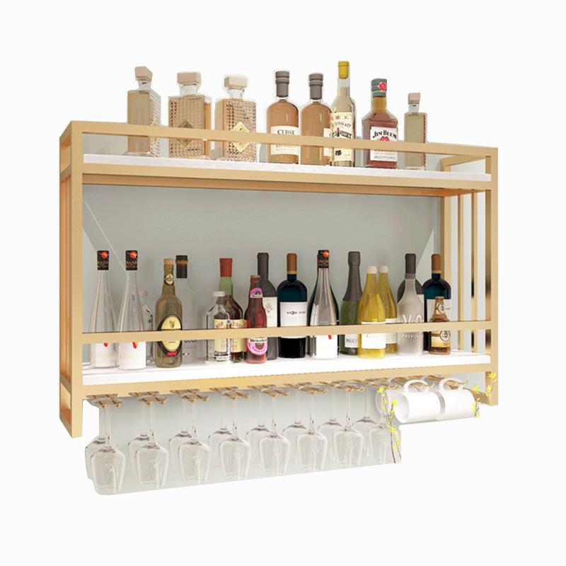 Modern Wall Mounted Wine Racks Metal Wine Jail With Glass Holder & Storage Shelf Clearhalo 'furn' 'furn_wine_racks' 'Furniture' 'Kitchen & Dining Furniture' 'Wine Racks' 'wine_racks' 6111254