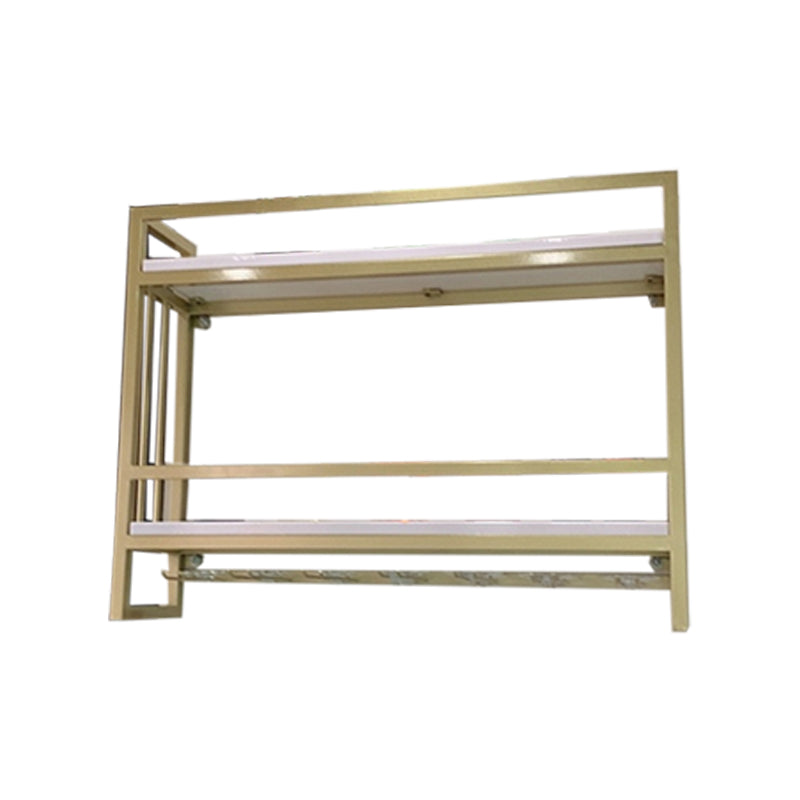 Modern Wall Mounted Wine Racks Metal Wine Jail With Glass Holder & Storage Shelf Gold 1 Piece Clearhalo 'furn' 'furn_wine_racks' 'Furniture' 'Kitchen & Dining Furniture' 'Wine Racks' 'wine_racks' 6111255