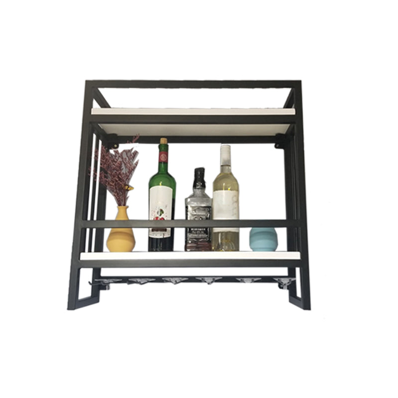 Modern Wall Mounted Wine Racks Metal Wine Jail With Glass Holder & Storage Shelf White 1 Piece Clearhalo 'furn' 'furn_wine_racks' 'Furniture' 'Kitchen & Dining Furniture' 'Wine Racks' 'wine_racks' 6111257