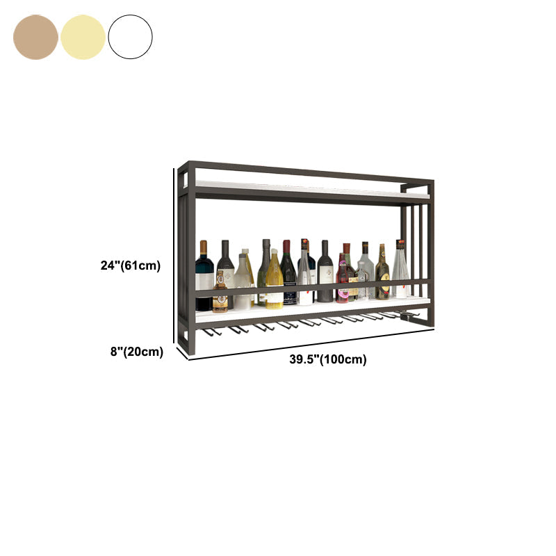 Modern Wall Mounted Wine Racks Metal Wine Jail With Glass Holder & Storage Shelf Clearhalo 'furn' 'furn_wine_racks' 'Furniture' 'Kitchen & Dining Furniture' 'Wine Racks' 'wine_racks' 6111261