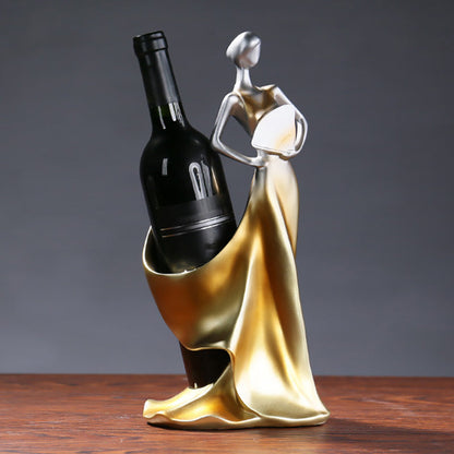 Luxury Resin Bottle Wine Rack Tabletop Wine Bottle Holder for Parlor 6.7"L x 5.7"W x 13.8"H Gold 1 Piece