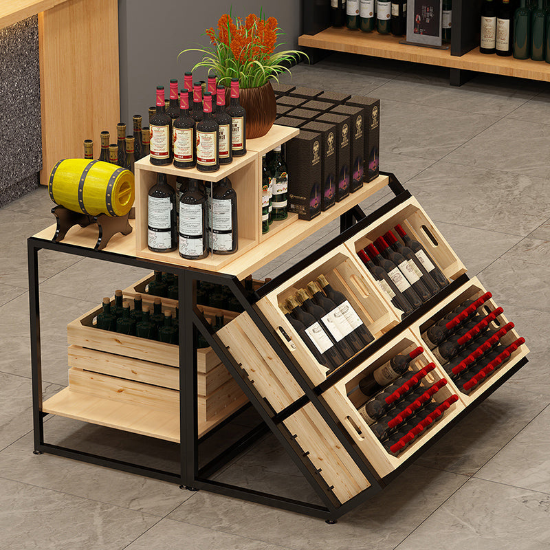 Freestanding Wooden Wine Rack Bottle Industrial Bottle Rack in Natural Wood Clearhalo 'furn' 'furn_wine_racks' 'Furniture' 'Kitchen & Dining Furniture' 'Wine Racks' 'wine_racks' 6111383