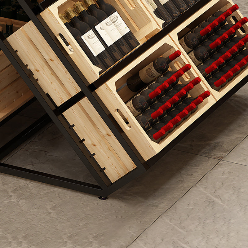 Freestanding Wooden Wine Rack Bottle Industrial Bottle Rack in Natural Wood Clearhalo 'furn' 'furn_wine_racks' 'Furniture' 'Kitchen & Dining Furniture' 'Wine Racks' 'wine_racks' 6111385