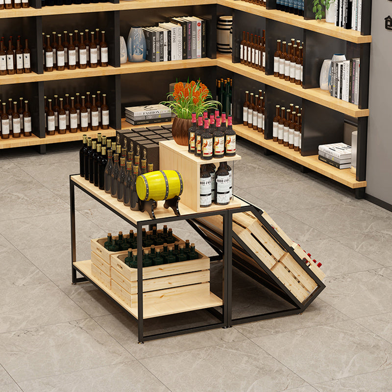 Freestanding Wooden Wine Rack Bottle Industrial Bottle Rack in Natural Wood Clearhalo 'furn' 'furn_wine_racks' 'Furniture' 'Kitchen & Dining Furniture' 'Wine Racks' 'wine_racks' 6111389