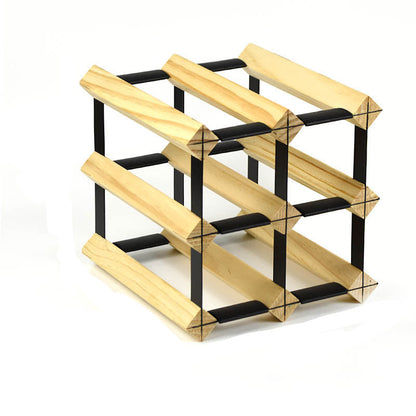 Pine Countertop Wine Bottle Holder Modern Bottle Holder in Natural Wood 9"L x 9.3"W x 9"H 1 Piece