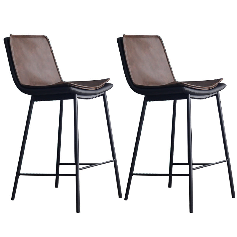 Industrial PU Leather Barstools Metal Base Bar Stool for Living Room