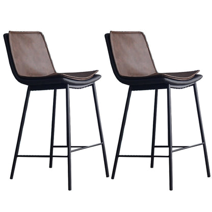 Industrial PU Leather Barstools Metal Base Bar Stool for Living Room