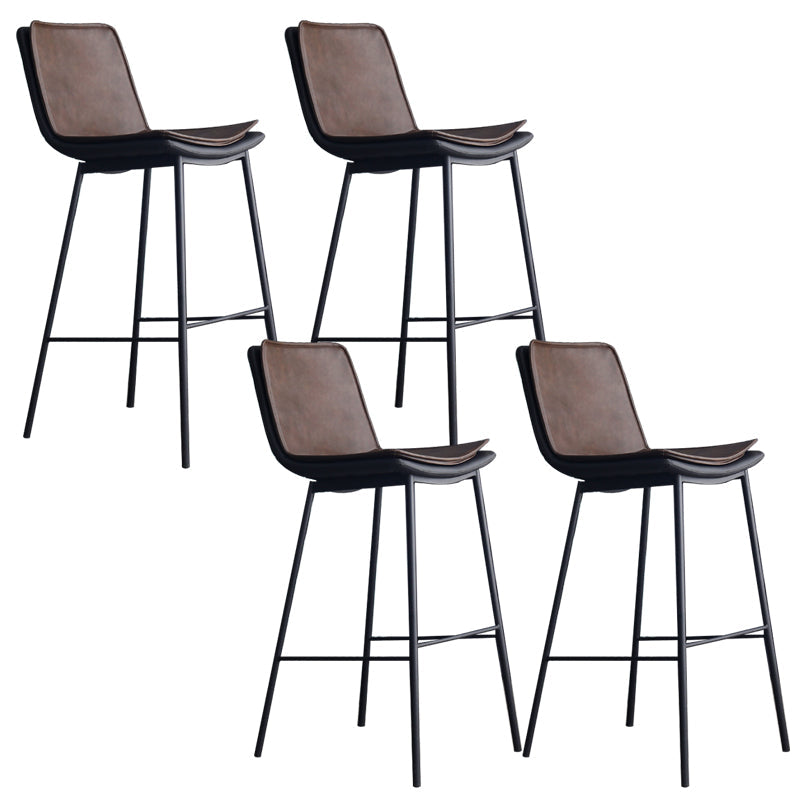 Industrial PU Leather Barstools Metal Base Bar Stool for Living Room