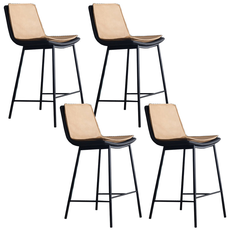 Industrial PU Leather Barstools Metal Base Bar Stool for Living Room