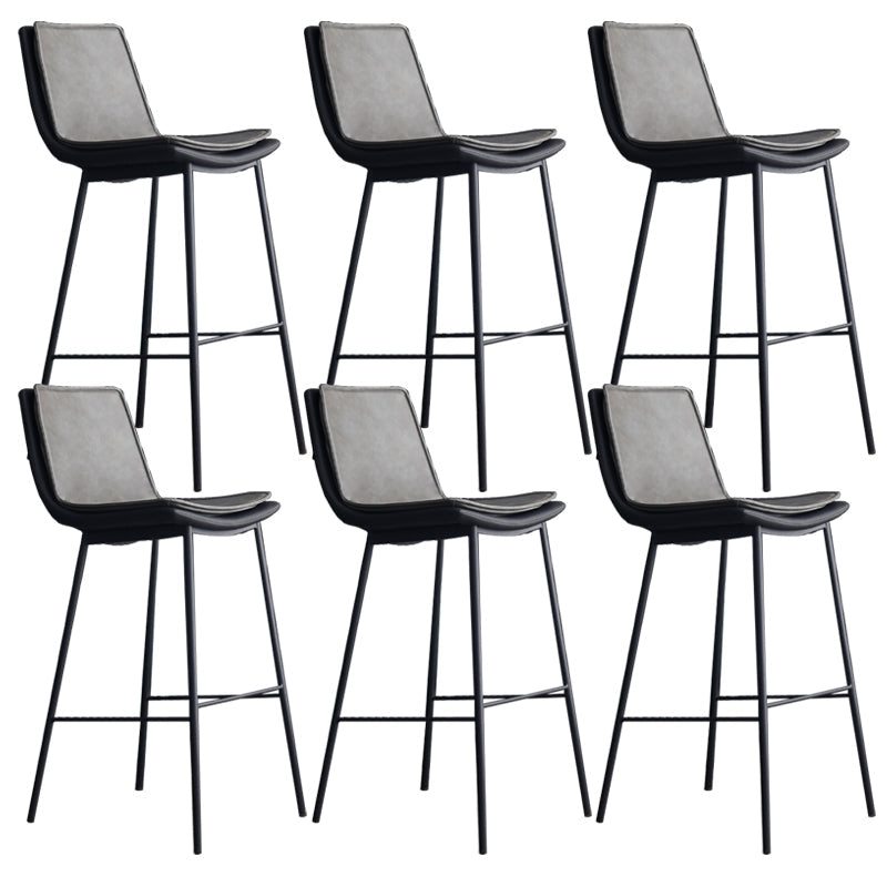 Industrial PU Leather Barstools Metal Base Bar Stool for Living Room