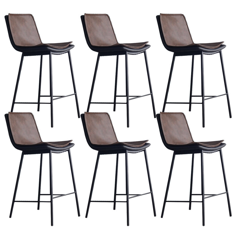 Industrial PU Leather Barstools Metal Base Bar Stool for Living Room