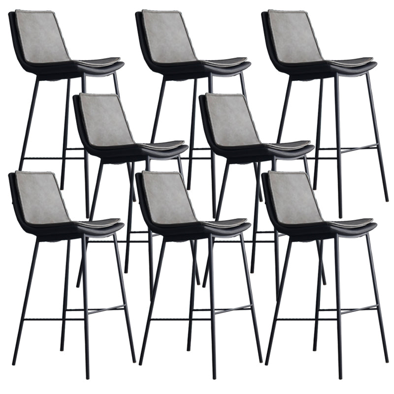 Industrial PU Leather Barstools Metal Base Bar Stool for Living Room