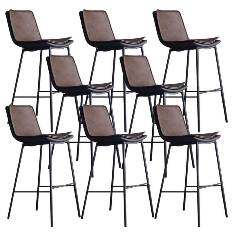 Industrial PU Leather Barstools Metal Base Bar Stool for Living Room