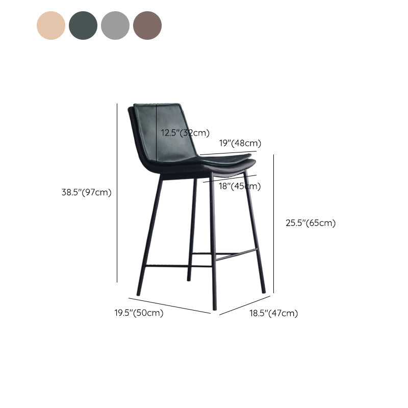 Industrial PU Leather Barstools Metal Base Bar Stool for Living Room