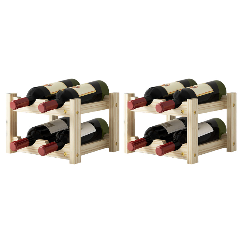 Modern Countertop Wine Bottle Holder Pine Bottle Wine Rack with Shelf 9.4"L x 8.8"W x 6.5"H Natural 2 Piece Set Clearhalo 'furn' 'furn_wine_racks' 'Furniture' 'Kitchen & Dining Furniture' 'Wine Racks' 'wine_racks' 6116038