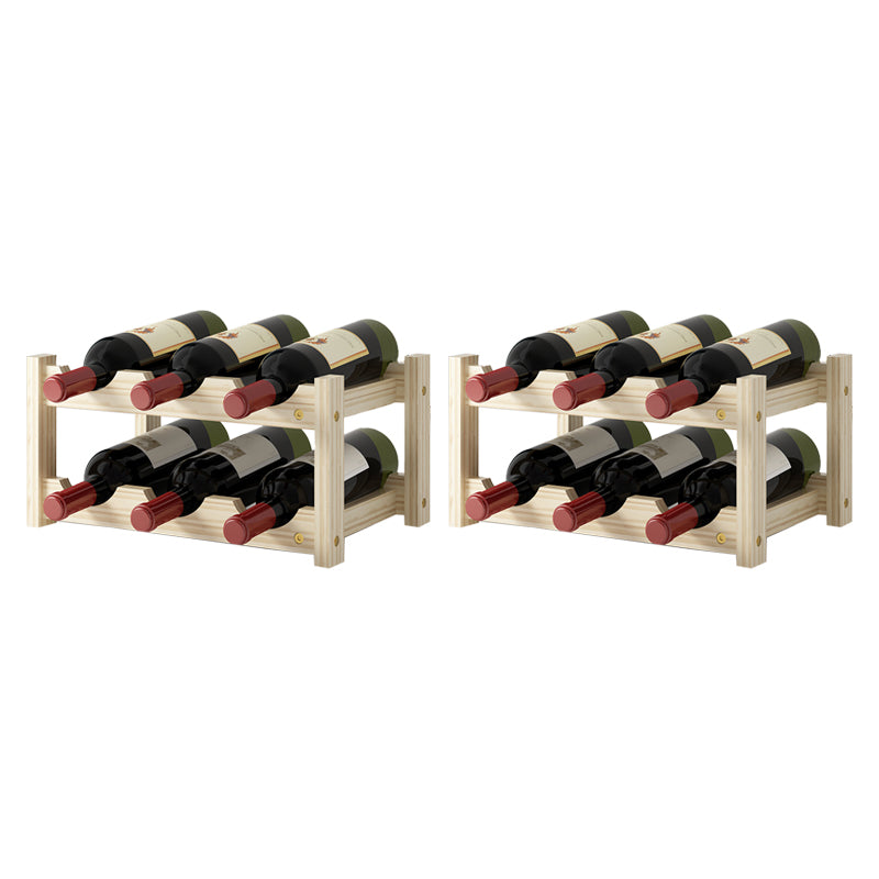 Modern Countertop Wine Bottle Holder Pine Bottle Wine Rack with Shelf 13.2"L x 8.8"W x 6.5"H Natural 2 Piece Set Clearhalo 'furn' 'furn_wine_racks' 'Furniture' 'Kitchen & Dining Furniture' 'Wine Racks' 'wine_racks' 6116049