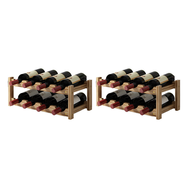 Modern Countertop Wine Bottle Holder Pine Bottle Wine Rack with Shelf 17.3"L x 8.8"W x 6.5"H Light Brown 2 Piece Set Clearhalo 'furn' 'furn_wine_racks' 'Furniture' 'Kitchen & Dining Furniture' 'Wine Racks' 'wine_racks' 6116052