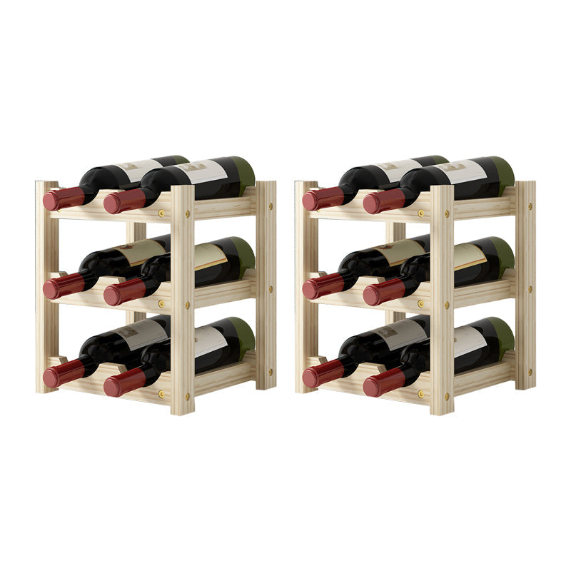 Modern Countertop Wine Bottle Holder Pine Bottle Wine Rack with Shelf 9.4"L x 8.8"W x 11"H Natural 2 Piece Set Clearhalo 'furn' 'furn_wine_racks' 'Furniture' 'Kitchen & Dining Furniture' 'Wine Racks' 'wine_racks' 6116067
