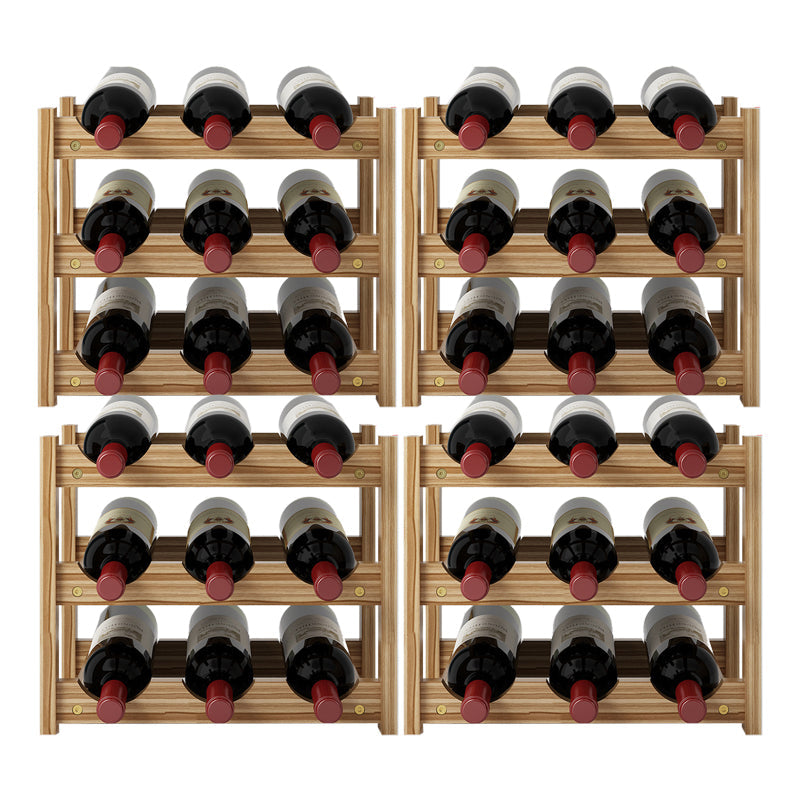 Modern Countertop Wine Bottle Holder Pine Bottle Wine Rack with Shelf 13.2"L x 8.8"W x 11"H Light Brown 4 Piece Set Clearhalo 'furn' 'furn_wine_racks' 'Furniture' 'Kitchen & Dining Furniture' 'Wine Racks' 'wine_racks' 6116071