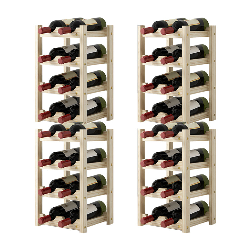Modern Countertop Wine Bottle Holder Pine Bottle Wine Rack with Shelf 9.4"L x 8.8"W x 15.6"H Natural 4 Piece Set Clearhalo 'furn' 'furn_wine_racks' 'Furniture' 'Kitchen & Dining Furniture' 'Wine Racks' 'wine_racks' 6116092