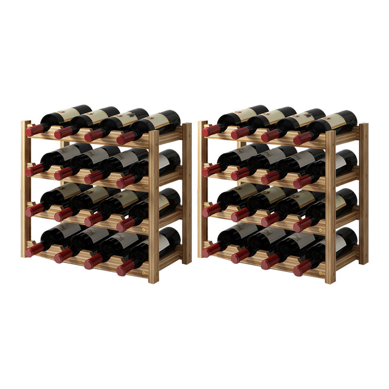Modern Countertop Wine Bottle Holder Pine Bottle Wine Rack with Shelf 17.3"L x 8.8"W x 15.6"H Light Brown 2 Piece Set Clearhalo 'furn' 'furn_wine_racks' 'Furniture' 'Kitchen & Dining Furniture' 'Wine Racks' 'wine_racks' 6116100